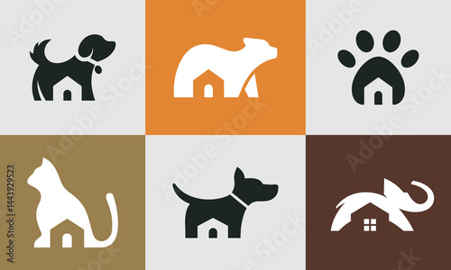 Pet home vector icon illustration set