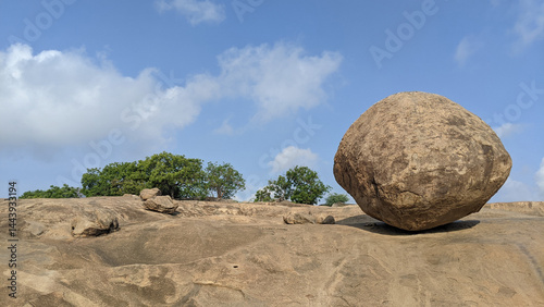 Butter ball at the mamallapuram archeological site in Tamilnadu, India