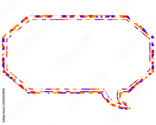 ステンドグラス風吹き出し　三角形模様　細長い八角形