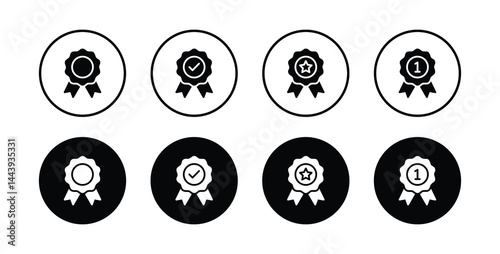 certified medal icon set. Approval check signs, verified, quality symbol. Certified, qualified, the best, check mark icon vector