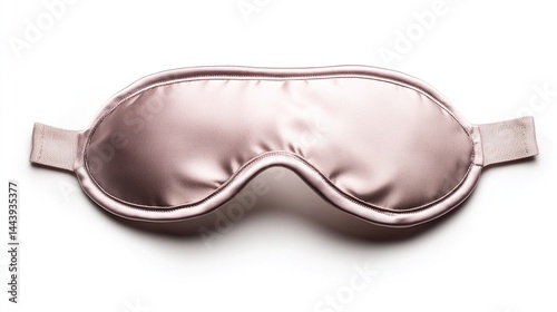 Soft pink silk sleep mask isolated on white.