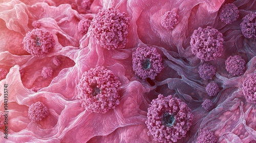 Obraz na płótnie Magnified View of Colorful Textured Cells on Biological Surface w salonie