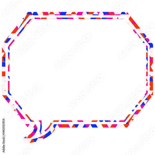 ステンドグラス風吹き出し　三角形模様　角のある八角形
