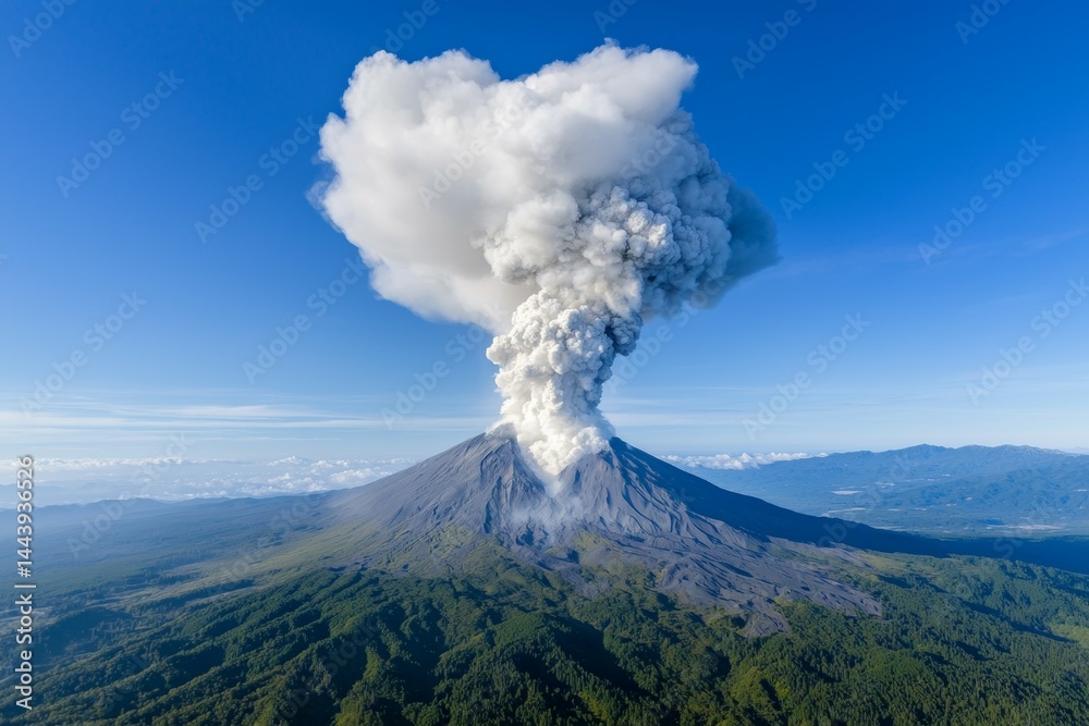 A volcano is spewing smoke and ash into the sky