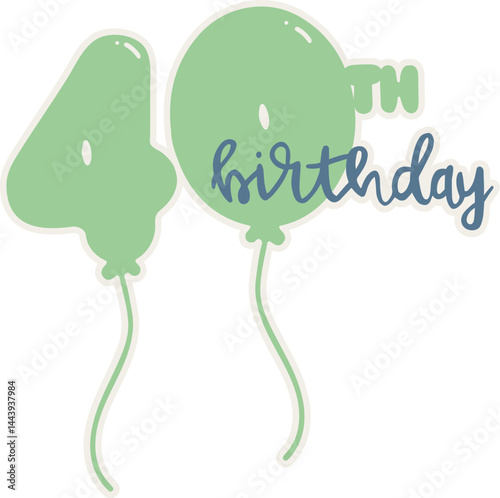 40th happy birthday card with balloons