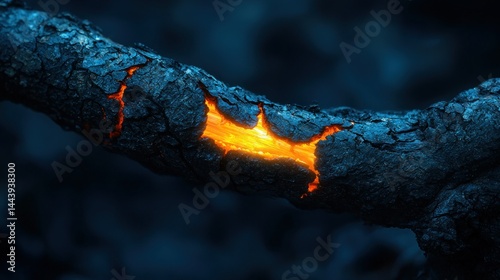 Charred branch with glowing embers