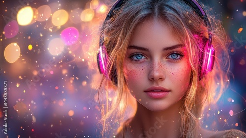 Teenage girl listening to music