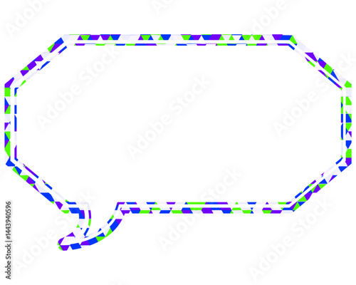 ステンドグラス風吹き出し　三角形模様　細長い八角形