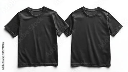 Obraz na płótnie Two Plain Black T-Shirts on a White Background for Clothing Mockup w salonie