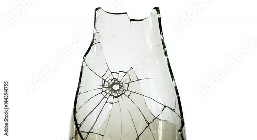 Obraz na płótnie Shattered Glass Bottle Showing Crack Effect of Damage From Sun and Age Isolated on White Screen Backdrop For Ads Promotion Blank Studio w salonie