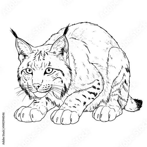 Focused and poised Lynx Line Icon - Simple Vector Outline in minimalistic black and white design  