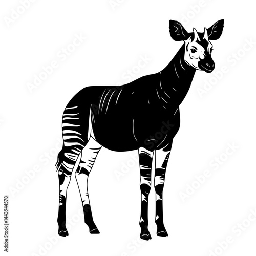 Okapi Line Icon - Simple Vector Outline in minimalistic black and white design