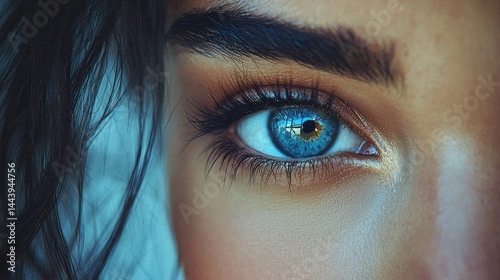 Obraz na płótnie Close-up view of captivating blue eye w salonie