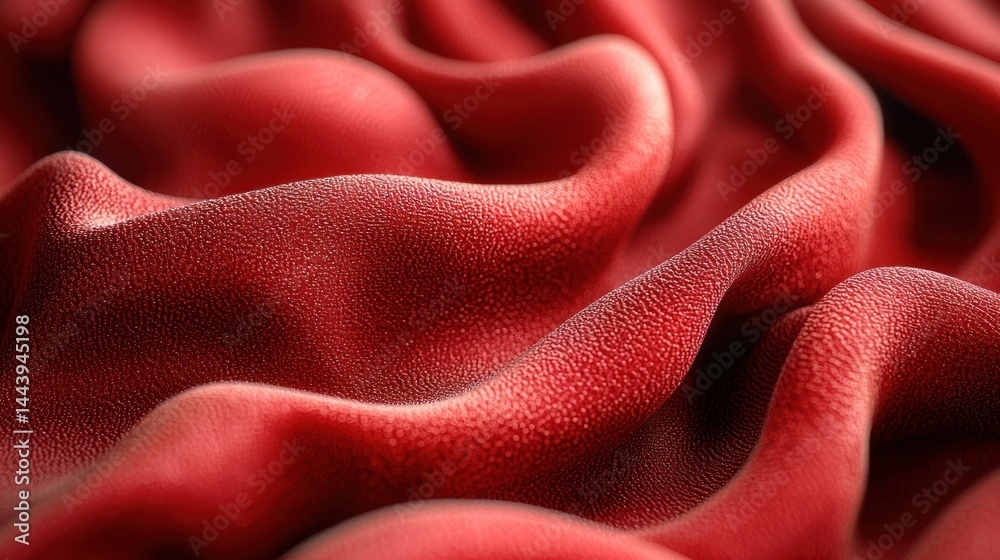 Close-up view of deep red fabric folds