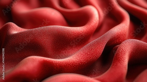 Close-up view of deep red fabric folds