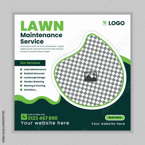 Professional Creative Garden  Maintenance and Lawn Care Social Media Post Design Template, web banner  for Lawn Mower gardening service, Agriculture farming business service online post 