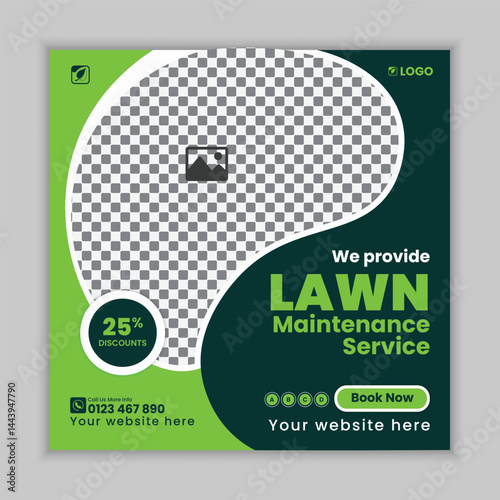 Professional Creative Garden  Maintenance and Lawn Care Social Media Post Design Template, web banner  for Lawn Mower gardening service, Agriculture farming business service online post 