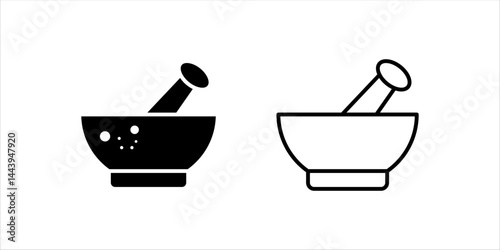 Mortar Pestle Vector Icon set vector illustration, pictogram isolated on white background. color editable