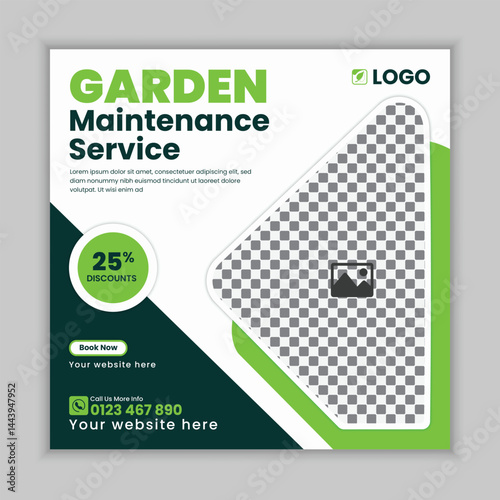Professional Creative Garden  Maintenance and Lawn Care Social Media Post Design Template, web banner  for Lawn Mower gardening service, Agriculture farming business service online post 