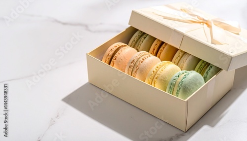 箱入りの美しいクッキー　お菓子のコピースペースの写真