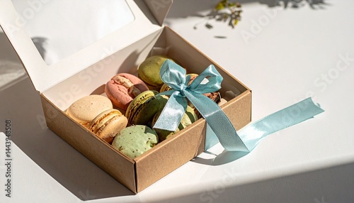 箱入りの美しいクッキー　お菓子のコピースペースの写真