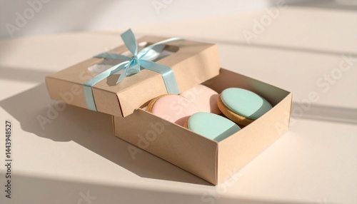 箱入りの美しいクッキー　お菓子のコピースペースの写真