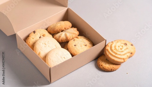 箱入りの美しいクッキー　お菓子のコピースペースの写真