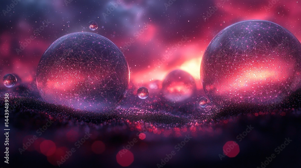Cosmic spheres on a vibrant landscape