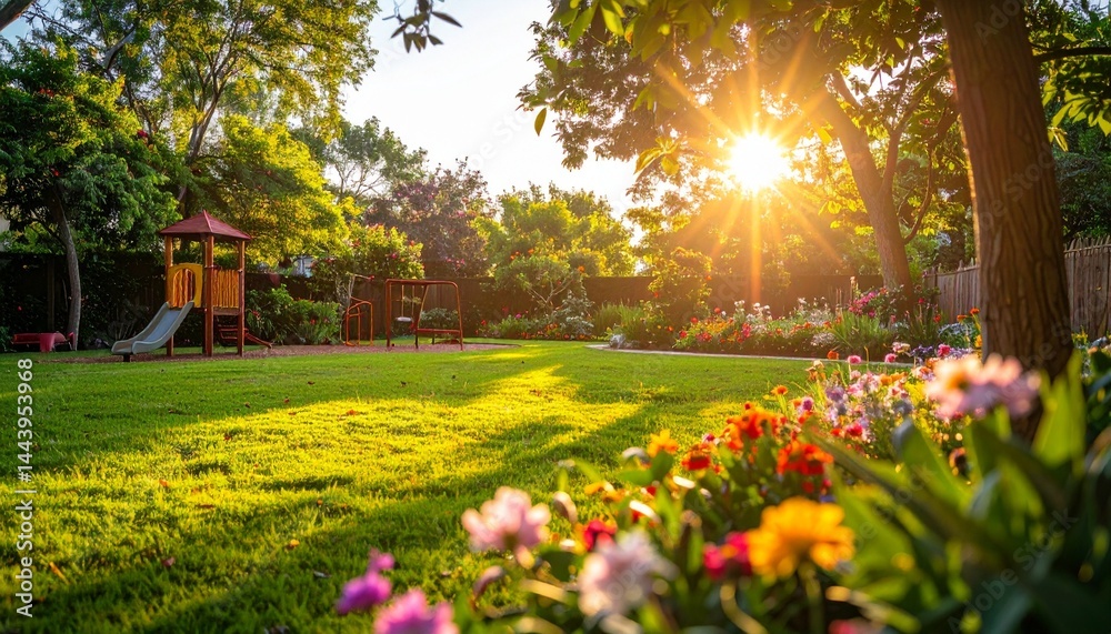 Obraz premium 子どもと遊べるナチュラルガーデン