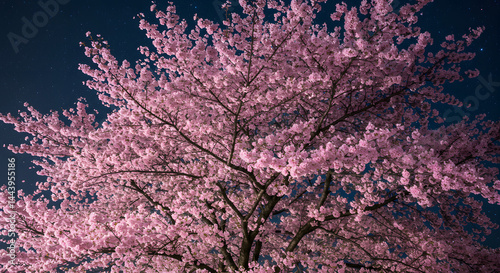 Night-Blooming Cherry Tree: A Serene Pink Blossom Display