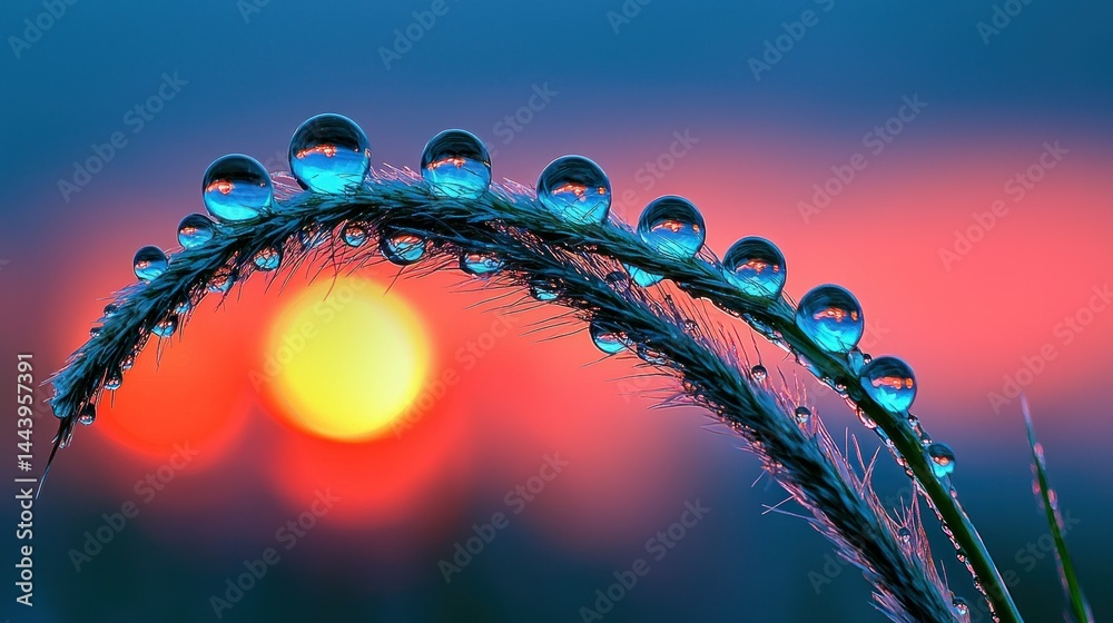 Dewdrops on grass at sunrise (1)