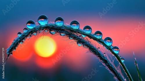 Obraz na płótnie Dewdrops on grass at sunrise (1) w salonie