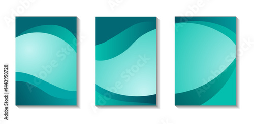 Stylish teal abstract wave backgrounds with fluid shapes and soft gradients. Ideal for corporate templates, web banners, and presentations.