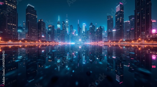 Metropolis Mirror: A Futuristic Cityscape at Twilight