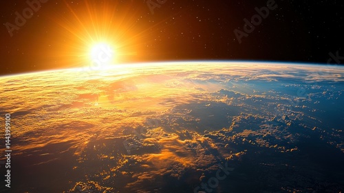 Obraz na płótnie Earth rising, sunrise, from space w salonie