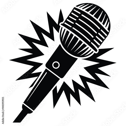 Isolated Black Vector boom mic With White Background