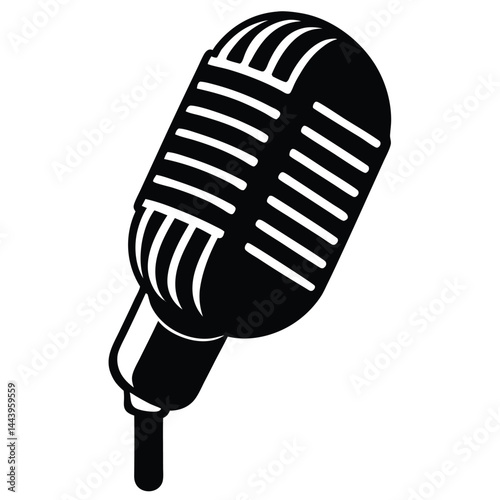 Isolated Black Vector condenser microphone With White Background