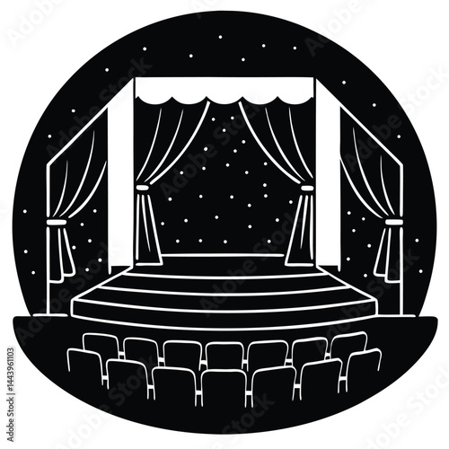 Isolated Black Vector improv stage With White Background