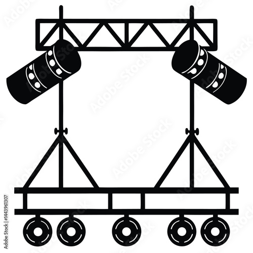 Isolated Black Vector lighting rig With White Background