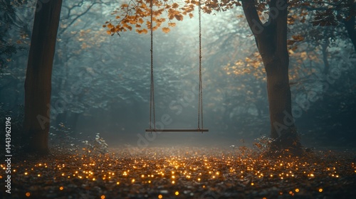 Obraz na płótnie Enchanted forest swing w salonie