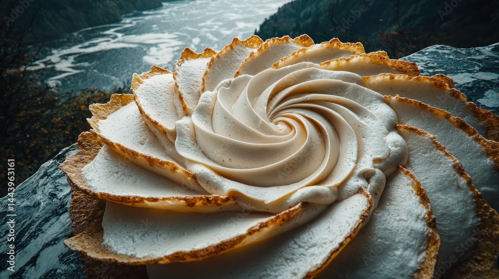 Exquisite Spiral Tart Against Scenic Landscape