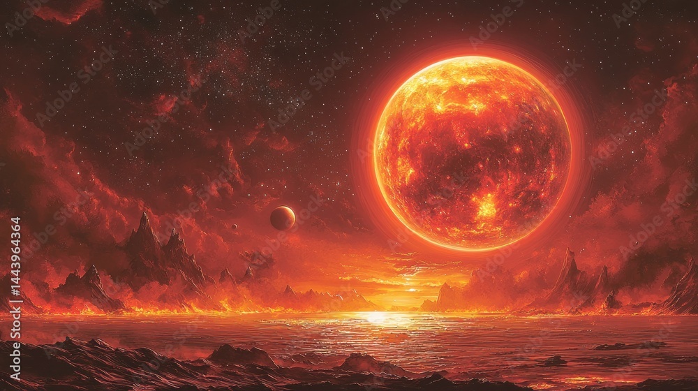 Fiery celestial landscape
