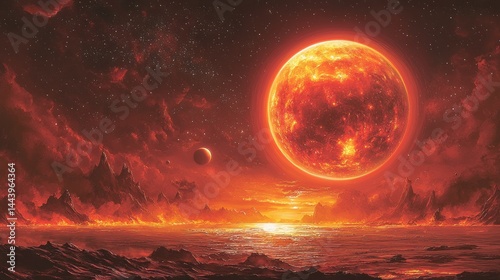 Obraz na płótnie Fiery celestial landscape w salonie