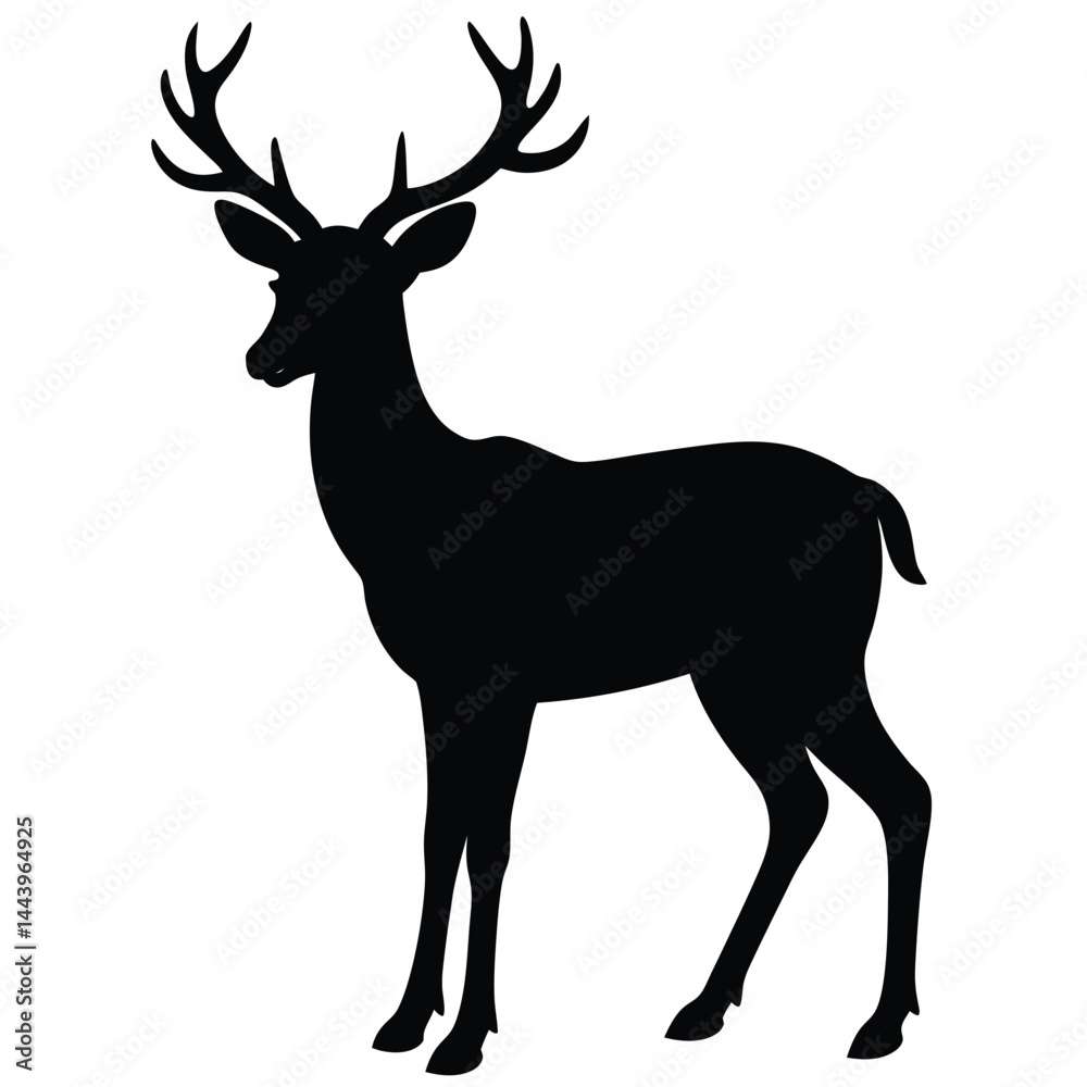 Obraz premium Deer silhouette vector on white background