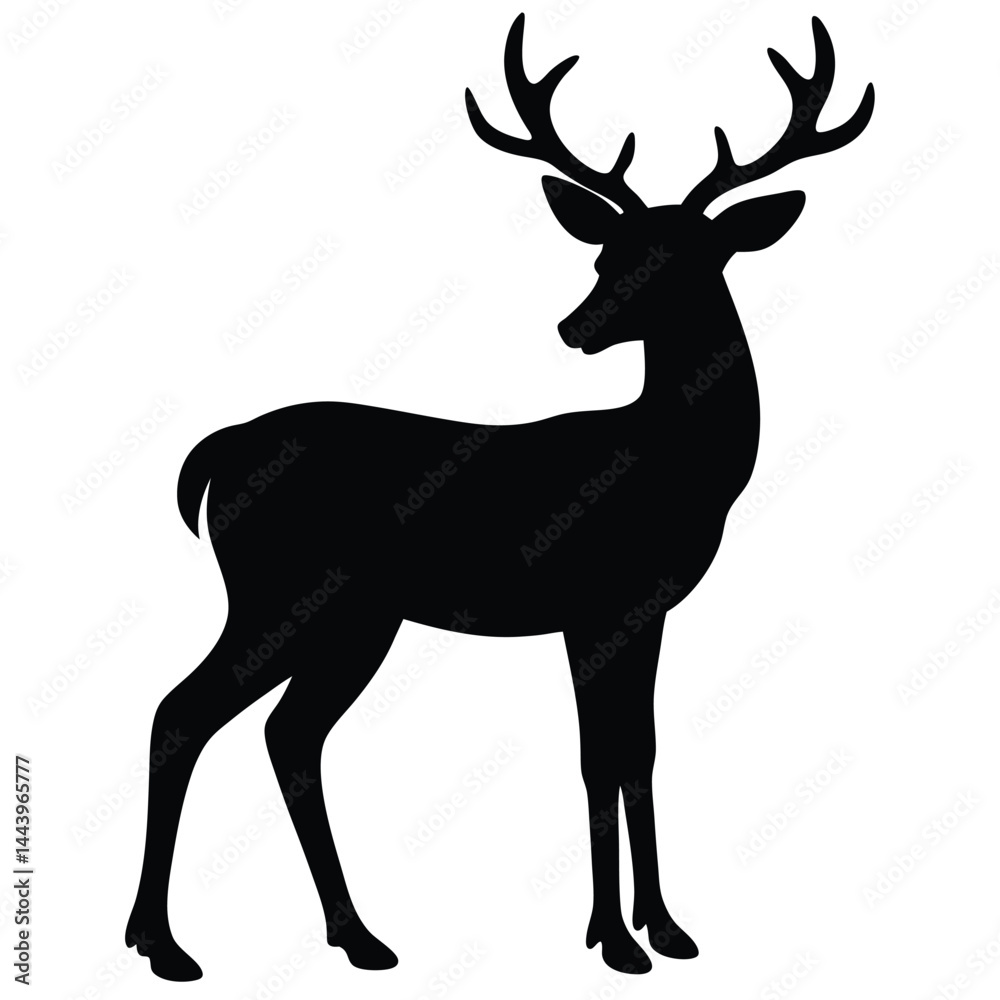 Obraz premium Deer silhouette vector on white background