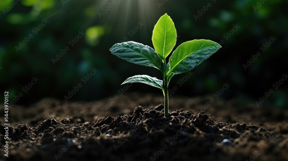 New sprout emerging from soil New sprout emerging from soil