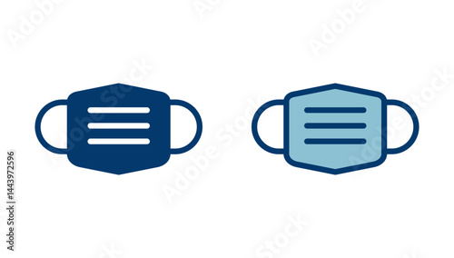 Mask icon vector isolated on white background. Man face with mask icon. Safety breathing masks. Industrial safety N95 mask. Medical mask vector icon.