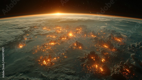 Obraz na płótnie Global wildfires, sunrise view w salonie