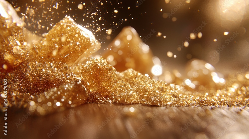 Golden Sugar Crystals Exploding