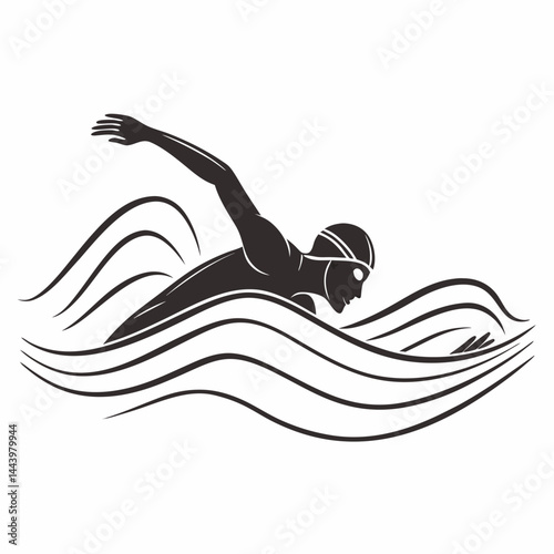 Swimmer Breaststroke Graphic Silhouette Athlete Stroke Water Sport Swimming Design Vector Illustration